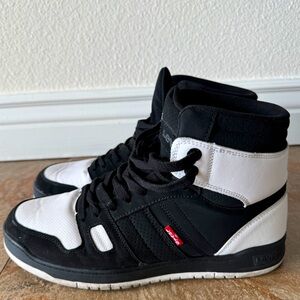Men Black High Top Sneakers by Levi's Black and White